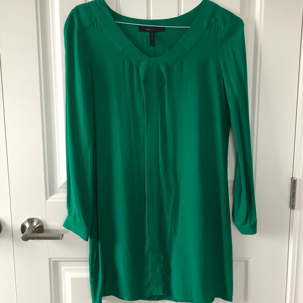 BCBGMaxAzria Green Levin V-Neck Dress Size XXS